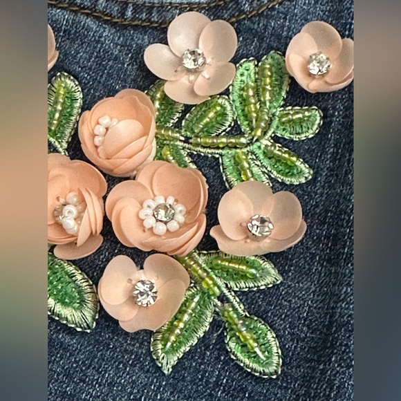 V Cristina jeans with pink flowers appliqué - size 12 - Picture 6 of 9